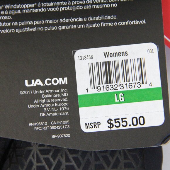 Under Armour Winter Gloves New Women Large Run Gore Windstopper - Picture 8 of 8